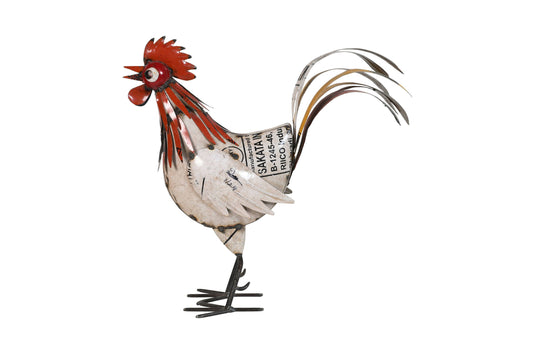 Recycled Iron Chicken Garden Decoration - Artisan-Made Rustic Rooster Figure