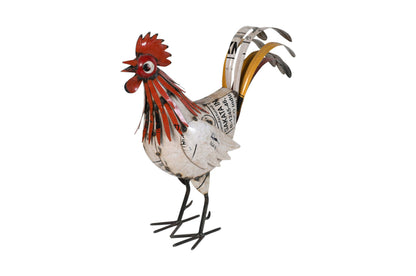 Recycled Iron Chicken Garden Decoration - Artisan-Made Rustic Rooster Figure