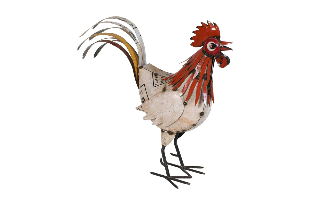 Recycled Iron Chicken Garden Decoration - Artisan-Made Rustic Rooster Figure