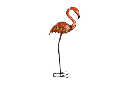 Recycled Iron Flamingo Garden Decoration - Artisan-Made Rustic Bird Figure