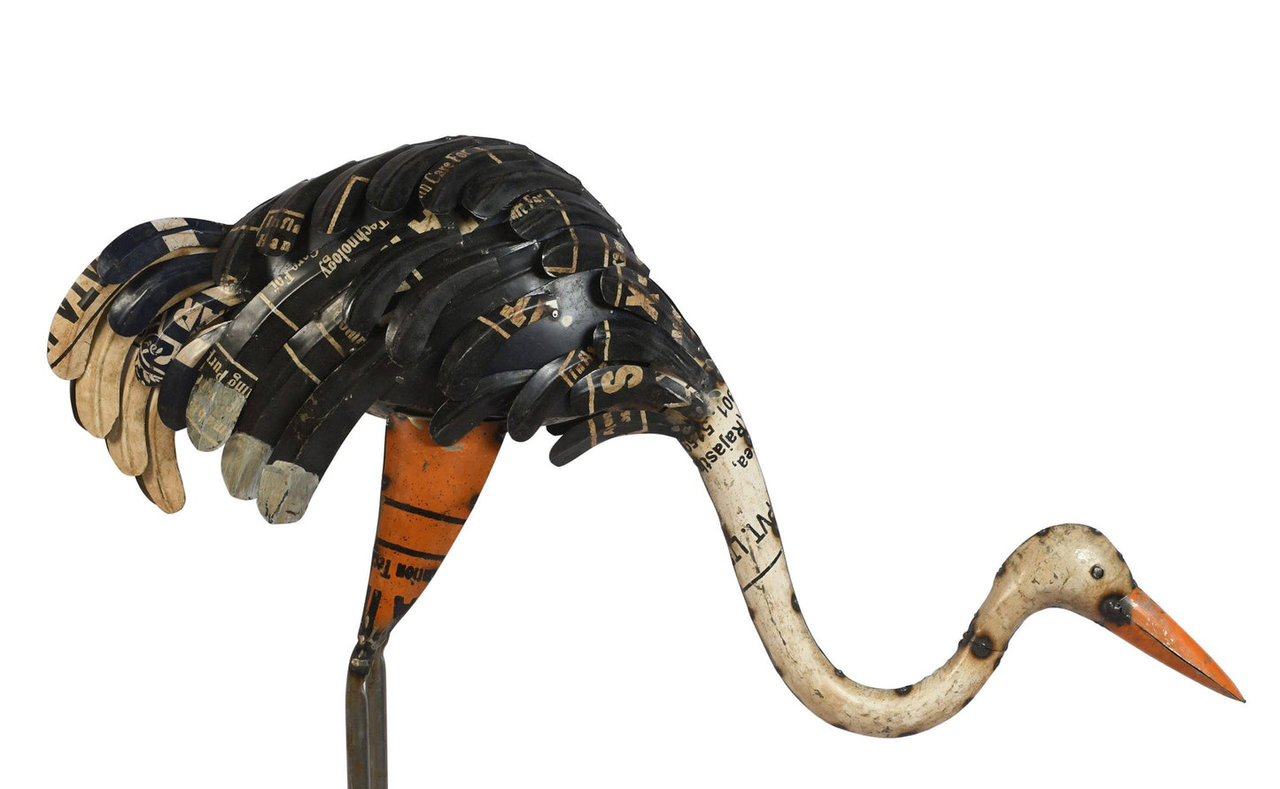 Recycled Iron Ostrich Garden Decoration - Artisan-Made Rustic Bird Figure