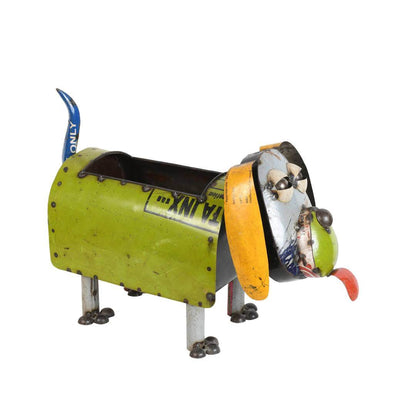 Recycled Iron Dog Planter - Handcrafted Fair Trade Garden Sculpture