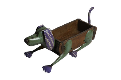 Recycled Iron Lying Dog Planter - Artisan-Made Rustic Garden Decoration