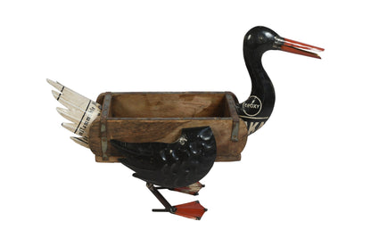 Recycled Iron Duck Planter - Artisan-Made Rustic Garden Decoration
