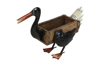 Recycled Iron Duck Planter - Artisan-Made Rustic Garden Decoration