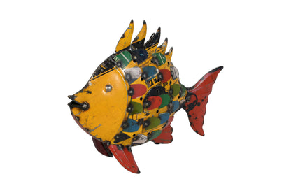 Tropical Mosaic Fish Hanging Tea Light Holder - Recycled Iron Garden Lantern