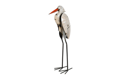Recycled Iron Stork Garden Decoration - Artisan-Made Rustic Figure