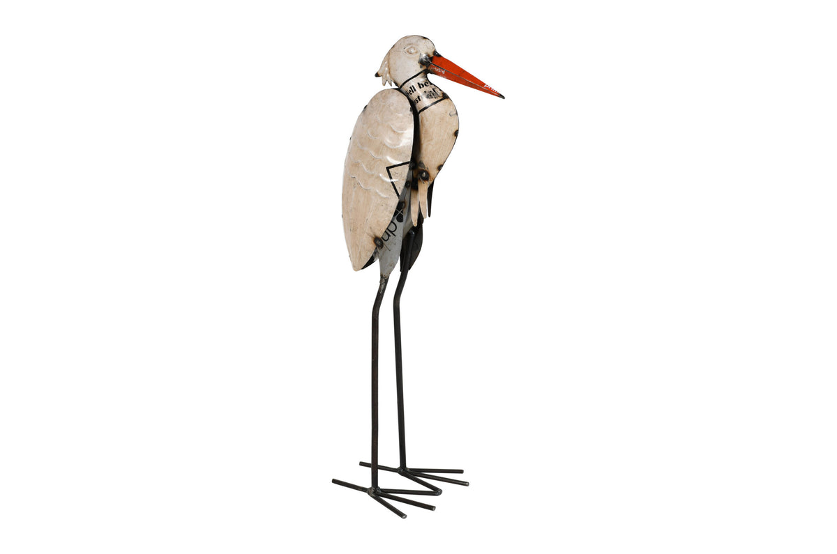 Recycled Iron Stork Garden Decoration - Artisan-Made Rustic Figure