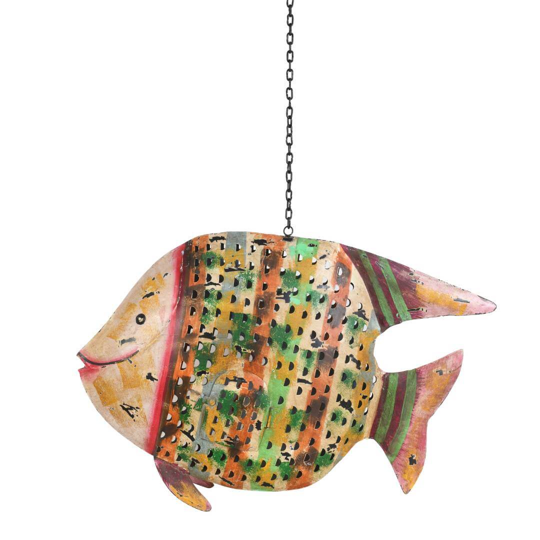 Recycled Iron Fish Tealight Lantern