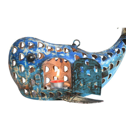 Recycled Iron Whale Tealight Lantern