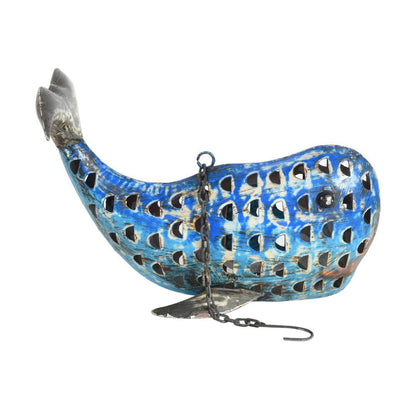 Recycled Iron Whale Tealight Lantern