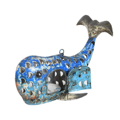 Recycled Iron Whale Tealight Lantern