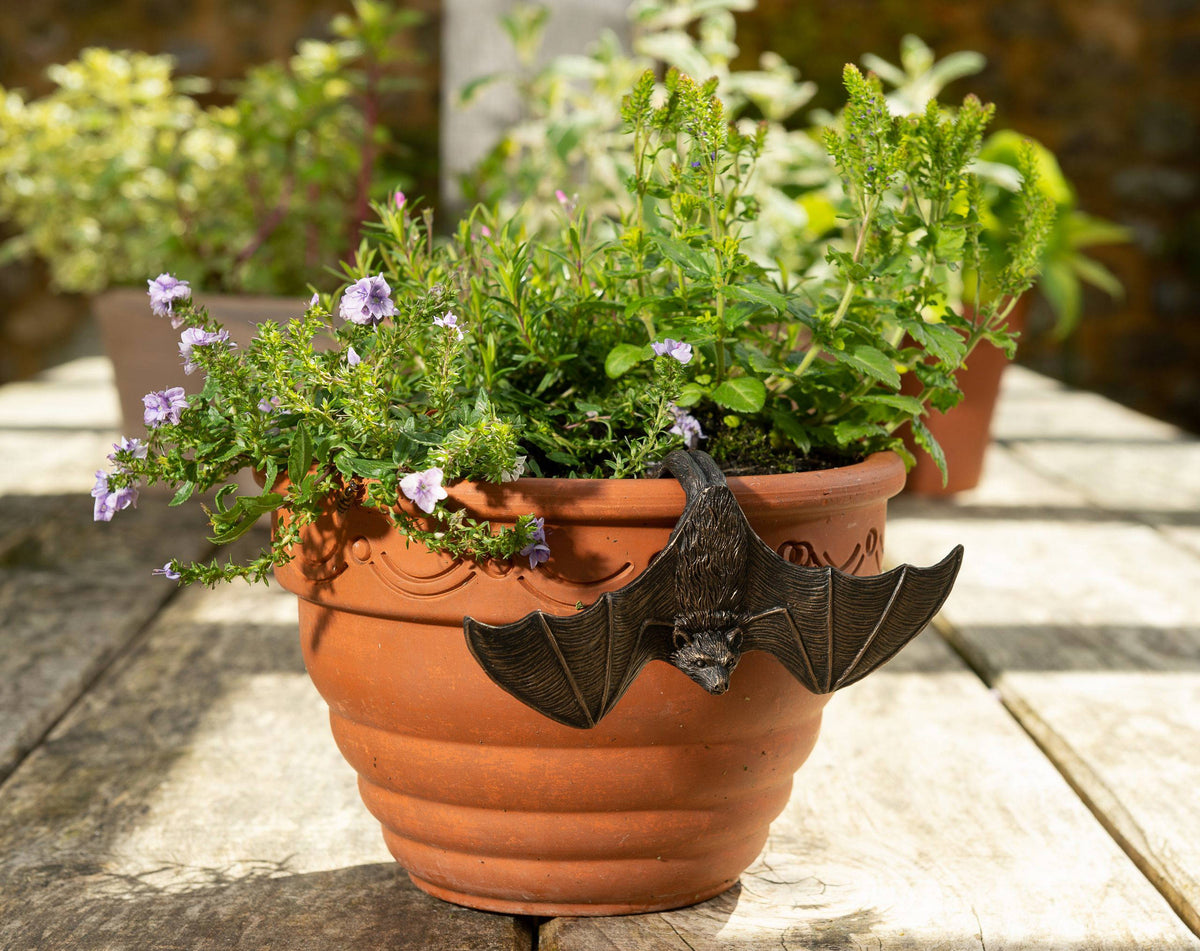 Antique Bronze Coloured Bat Pot Buddy Pot Hanger