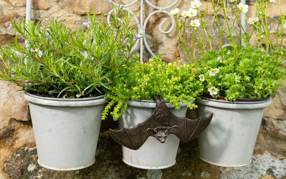 Antique Bronze Coloured Bat Pot Buddy Pot Hanger