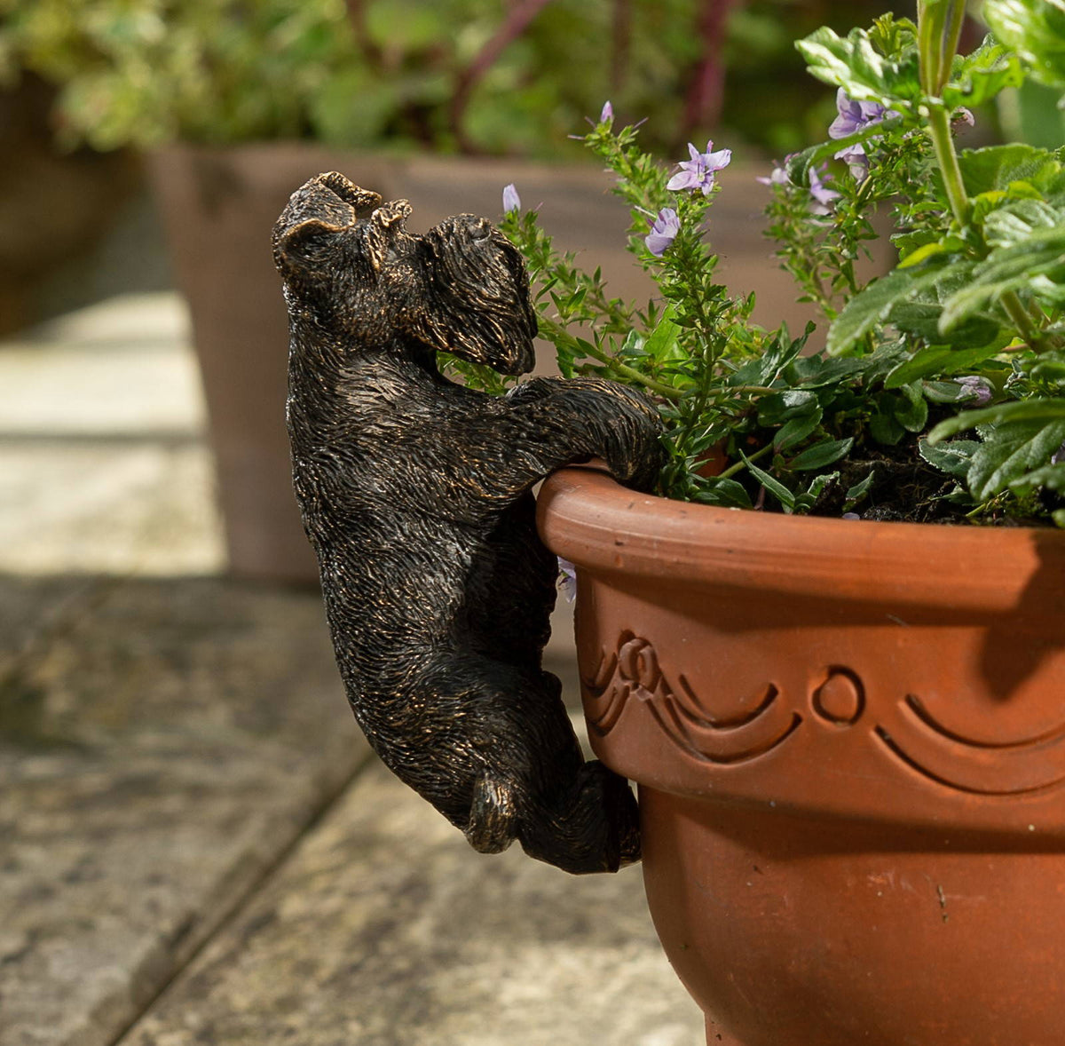 Antique Bronze Coloured Schnauzer Pot Buddy Plant Pot Hanger