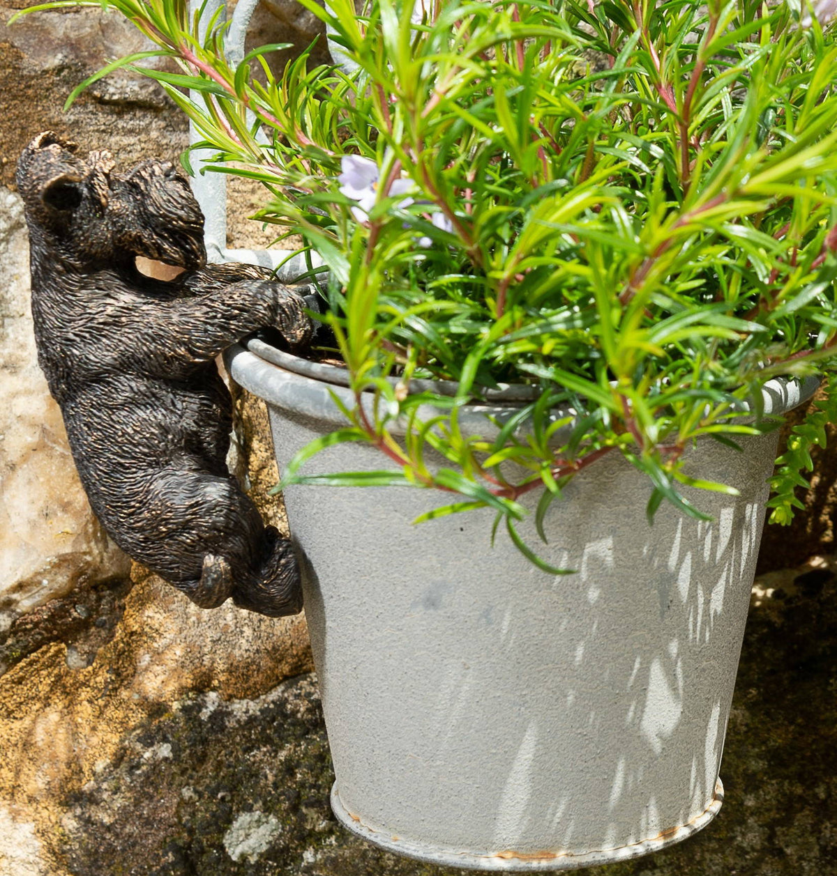 Antique Bronze Coloured Schnauzer Pot Buddy Plant Pot Hanger
