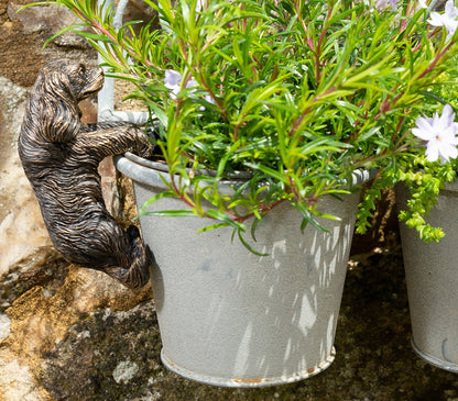 Antique Bronze Coloured Cavalier King Charles Spaniel Pot Buddy Plant Pot Hanger