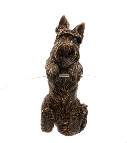 Antique Bronze Coloured Scottish Terrier Pot Buddy Pot Hanger
