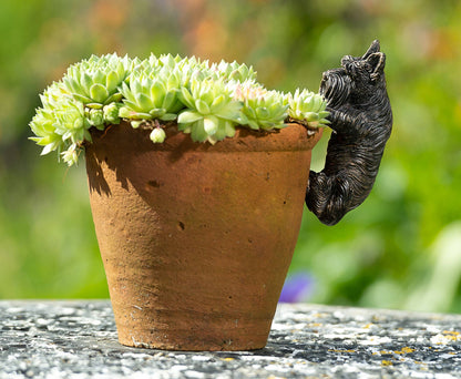 Antique Bronze Coloured Scottish Terrier Pot Buddy Pot Hanger