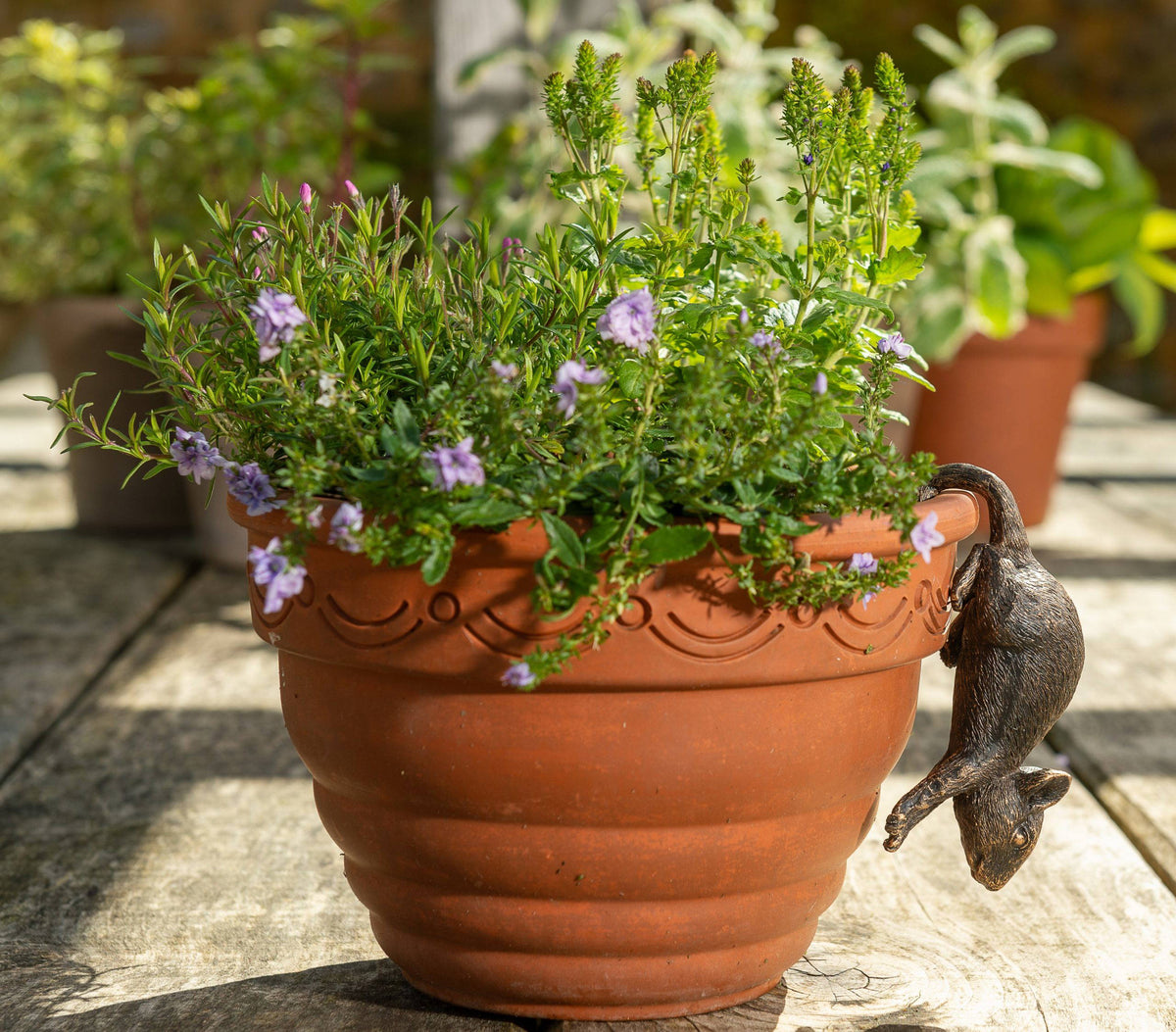Antique Bronze Coloured Mouse Pot Buddy Plant Pot Hanger