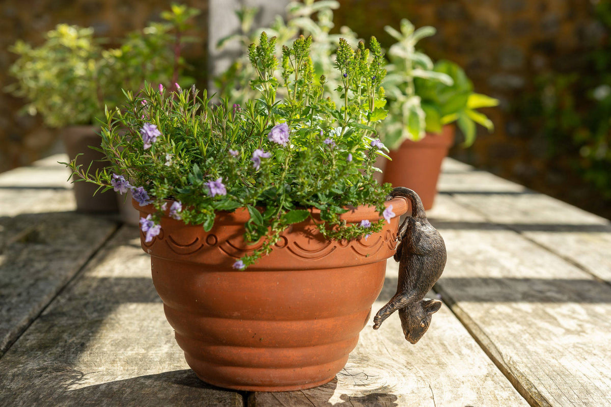 Antique Bronze Coloured Mouse Pot Buddy Plant Pot Hanger