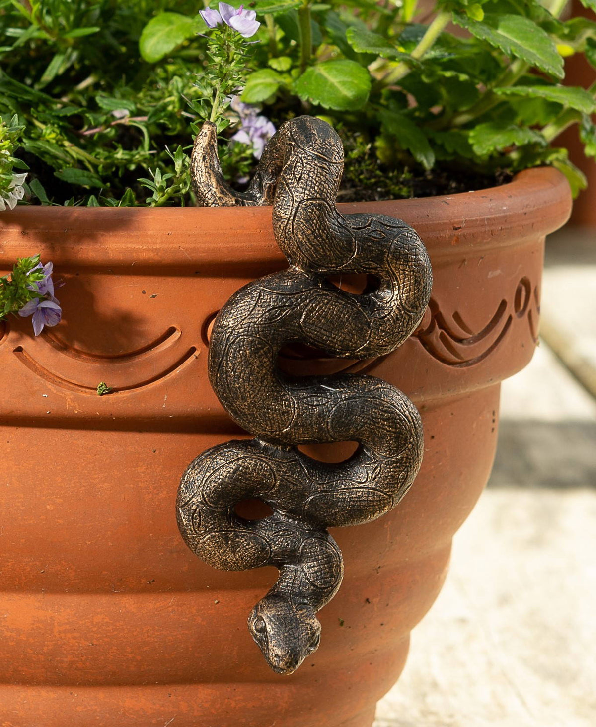 Antique Bronze Coloured Boa Constrictor Pot Buddy Plant Pot Hanger