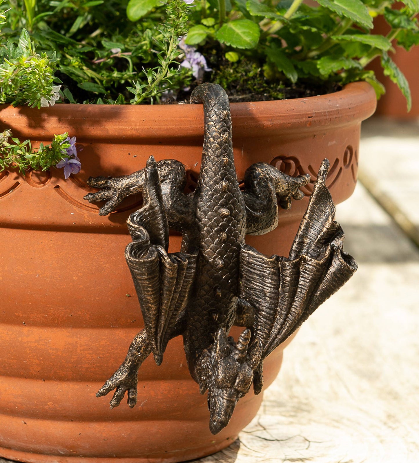 Antique Bronze Coloured Dragon Pot Buddy Plant Pot Hanger