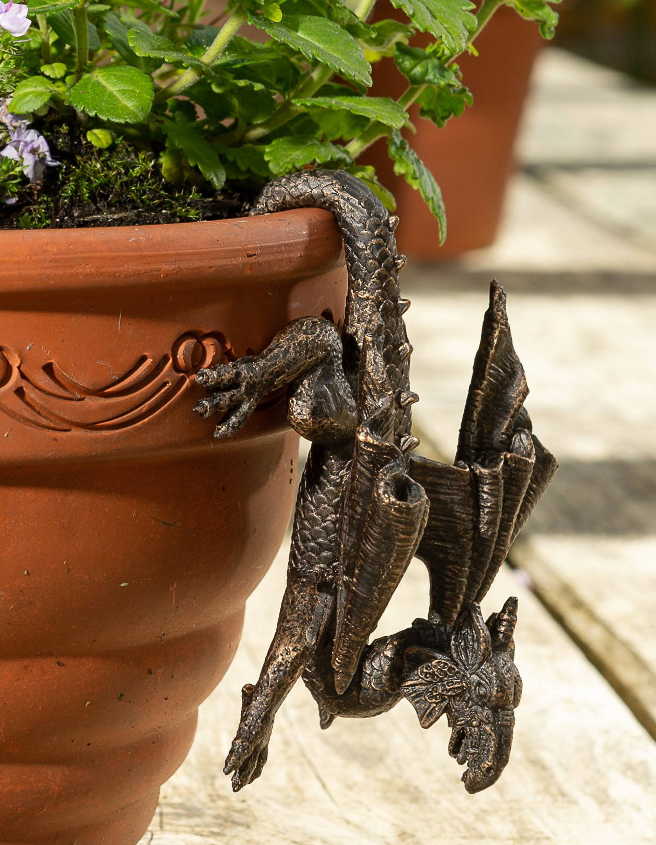 Antique Bronze Coloured Dragon Pot Buddy Plant Pot Hanger