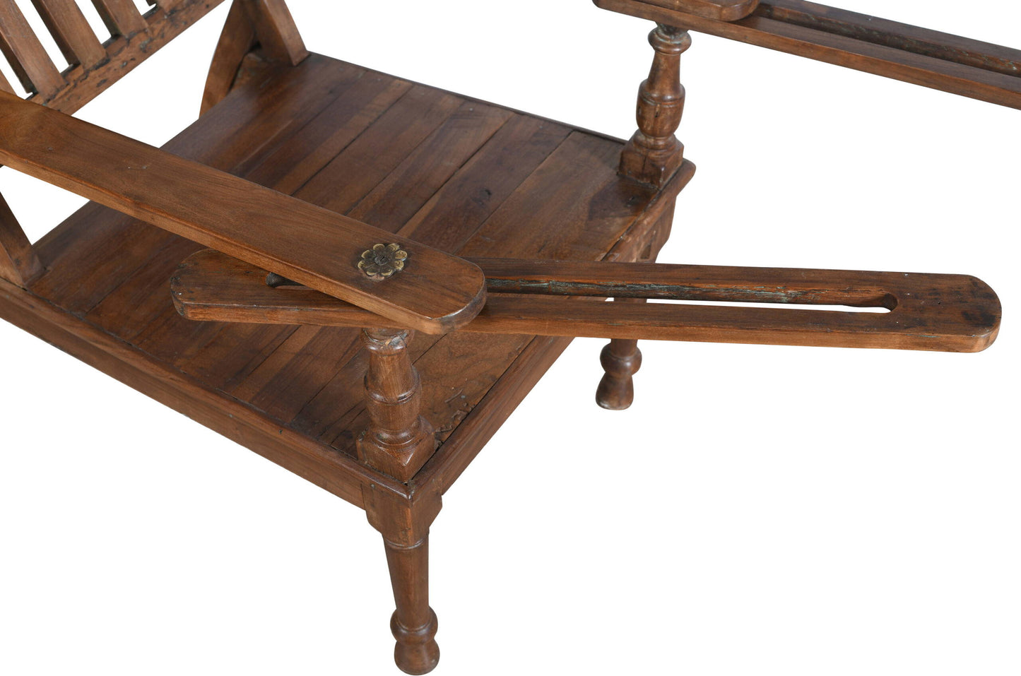Antique Indian Teak Wood Veranda Plantation Chair