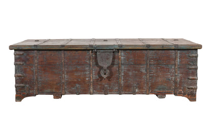 Antique Indian Teak Wood Surti Coffee Table Chest