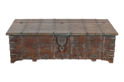 Antique Indian Teak Wood Surti Coffee Table Chest