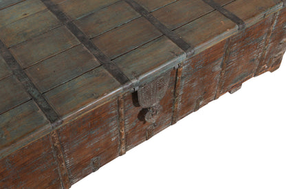 Antique Indian Teak Wood Surti Coffee Table Chest
