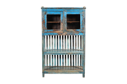 Antique Indian Teak Wood Kitchen Storage Pan Rack And Cupboard