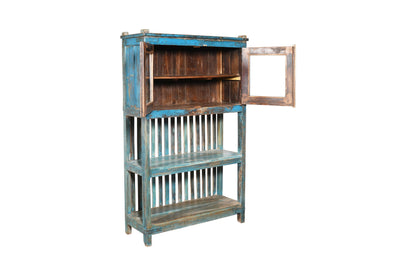 Antique Indian Teak Wood Kitchen Storage Pan Rack And Cupboard