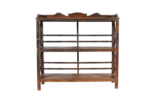 Antique Indian Teak Wood Kitchen Storage Pan Rack