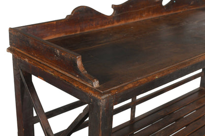 Antique Indian Teak Wood Kitchen Storage Pan Rack