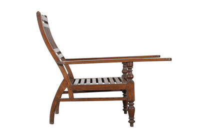 Antique Indian Teak Wood Veranda Plantation Chair