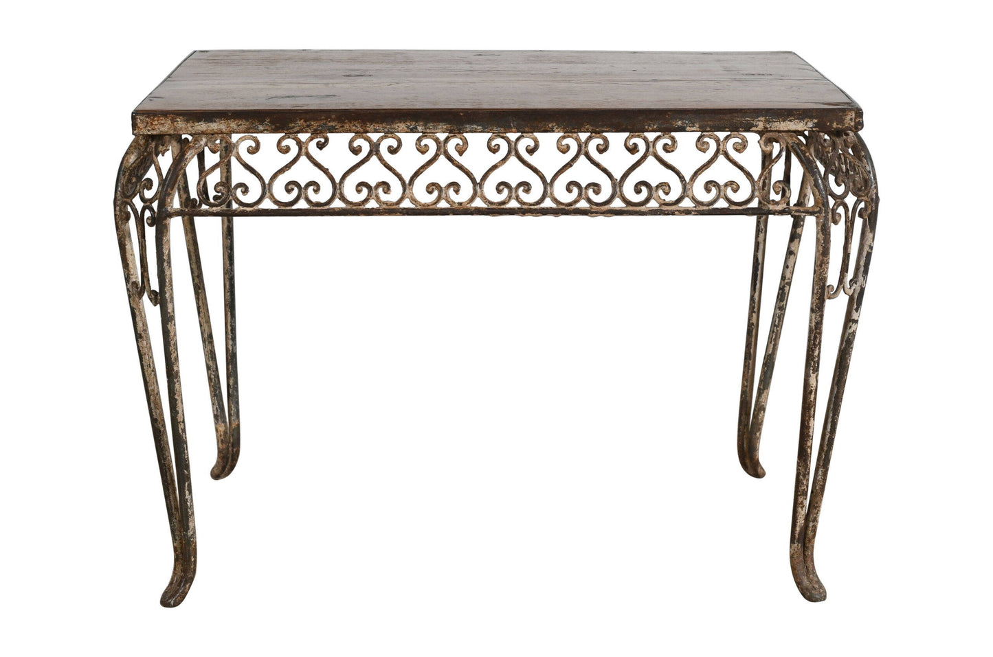 Fine Matching Pair (2) of Antique Indian Iron and Teak Wood Side Tables