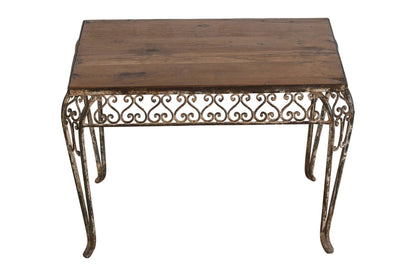 Fine Matching Pair (2) of Antique Indian Iron and Teak Wood Side Tables