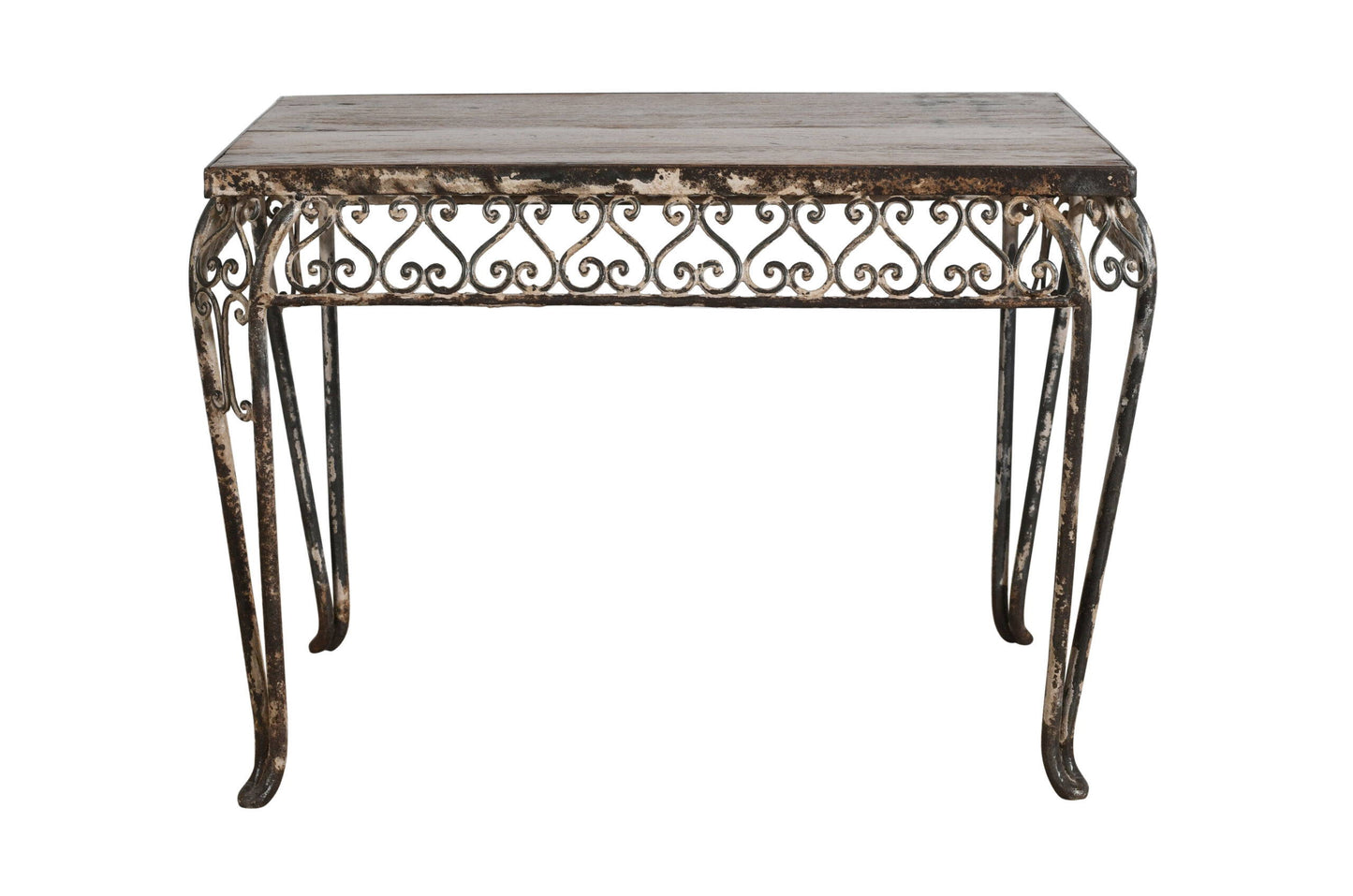 Fine Matching Pair (2) of Antique Indian Iron and Teak Wood Side Tables