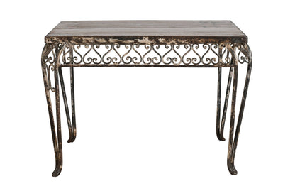 Fine Matching Pair (2) of Antique Indian Iron and Teak Wood Side Tables