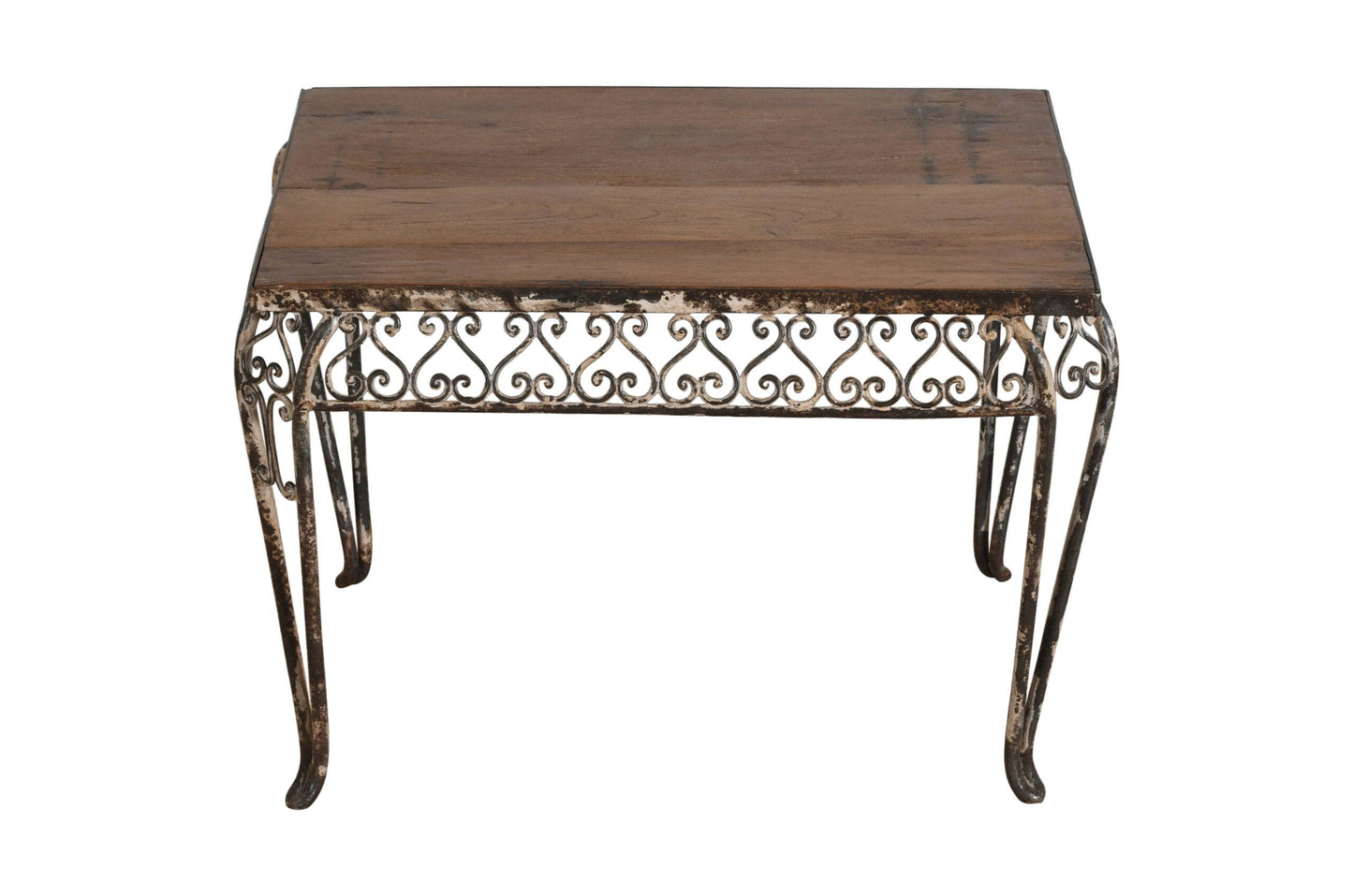 Fine Matching Pair (2) of Antique Indian Iron and Teak Wood Side Tables