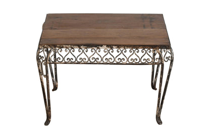 Fine Matching Pair (2) of Antique Indian Iron and Teak Wood Side Tables
