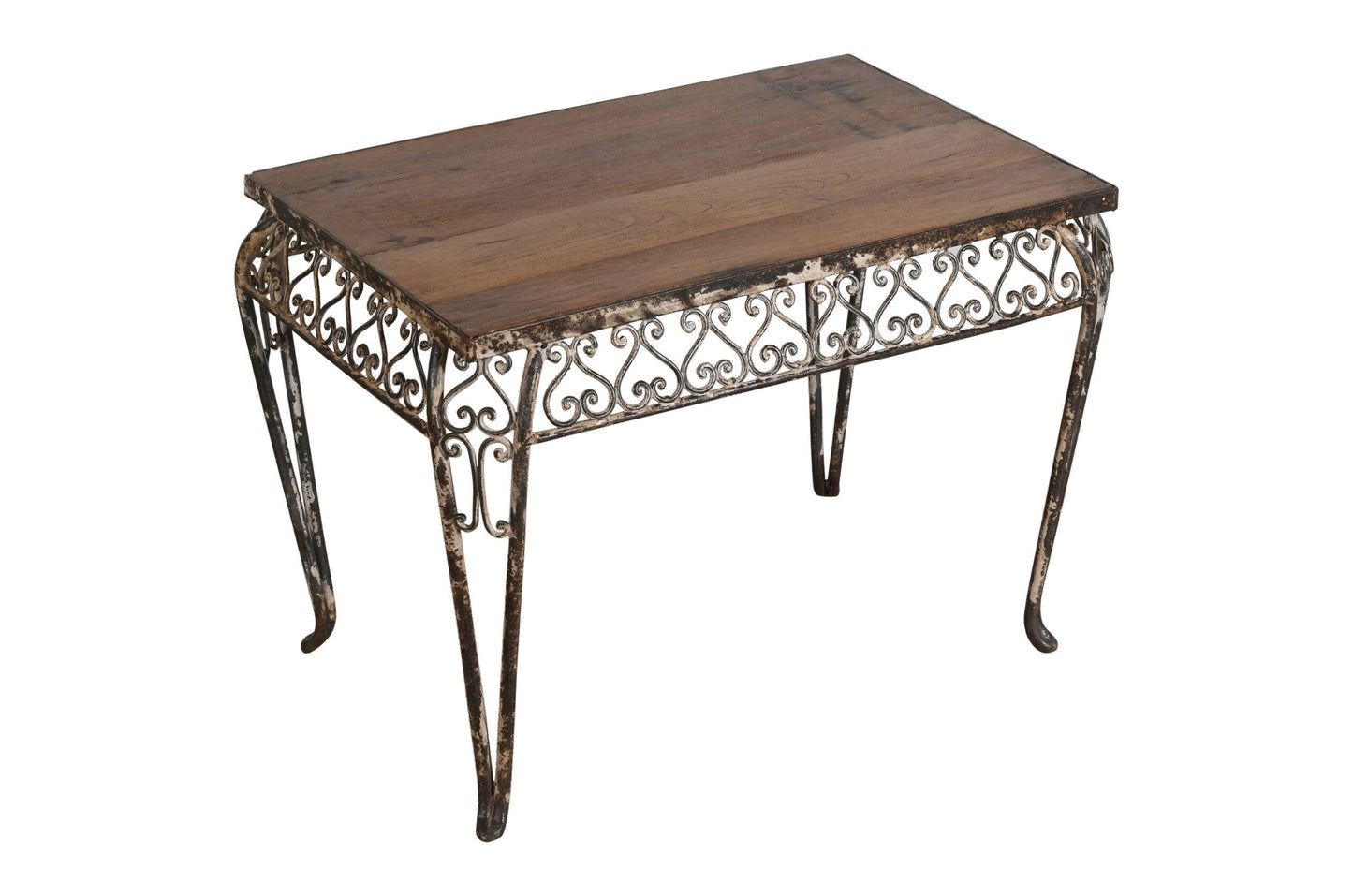 Fine Matching Pair (2) of Antique Indian Iron and Teak Wood Side Tables