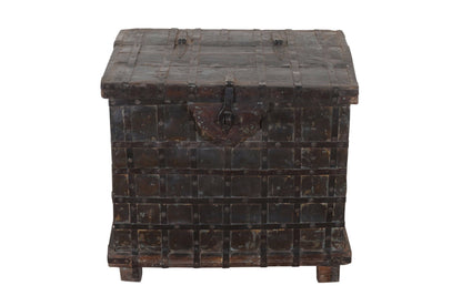 Antique Indian Teak Wood Pitara Dowry Chest