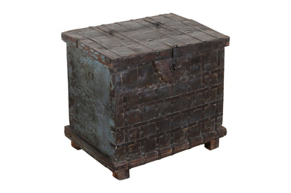 Antique Indian Teak Wood Pitara Dowry Chest