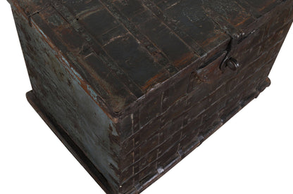 Antique Indian Teak Wood Pitara Dowry Chest