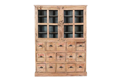Antique Indian Teak Wood Apothecary Chest Of Drawers Dresser