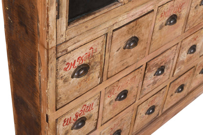 Antique Indian Teak Wood Apothecary Chest Of Drawers Dresser