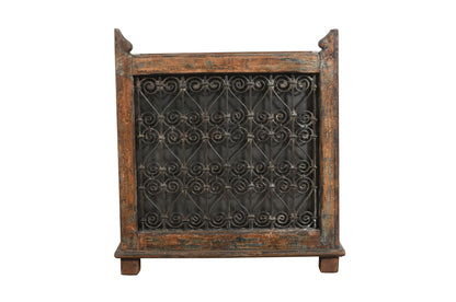 Indian Reclaimed Pair (2) Of Teak Wood And Iron Planters